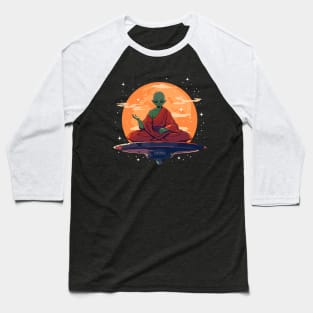 Funny Buddha Alien UFO Baseball T-Shirt